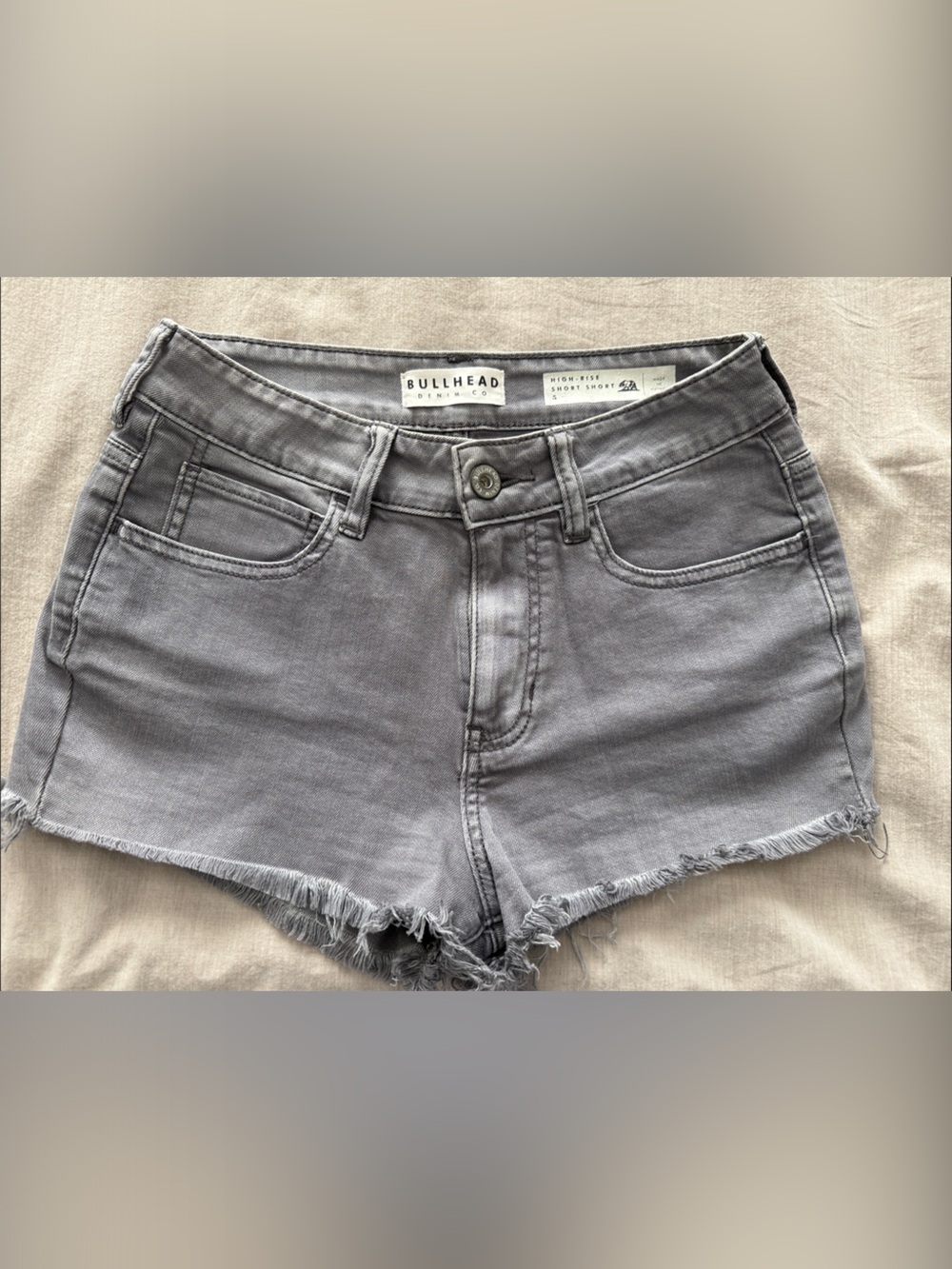 Bullhead Gray Frayed Denim Cutoff Shorts